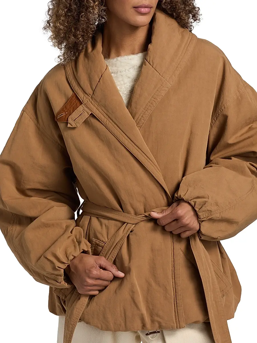 Isabel Marant Women's Volinda Cotton-Linen Belted Coat | Thumbnail 6