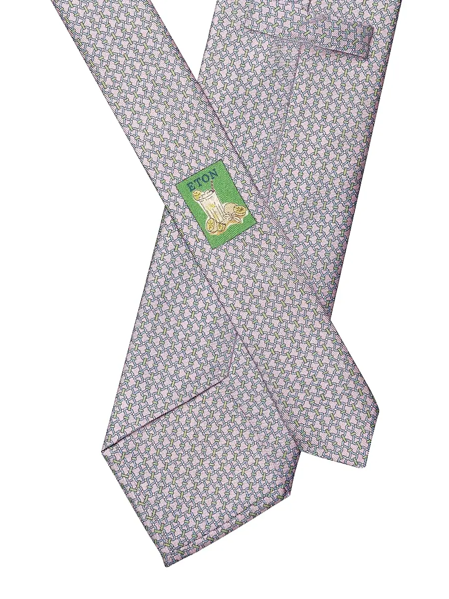 Eton Men's Interlocking Chain Silk-Linen Tie | Thumbnail 2 Eton Men's Interlocking Chain Silk-Linen Tie | Thumbnail 2