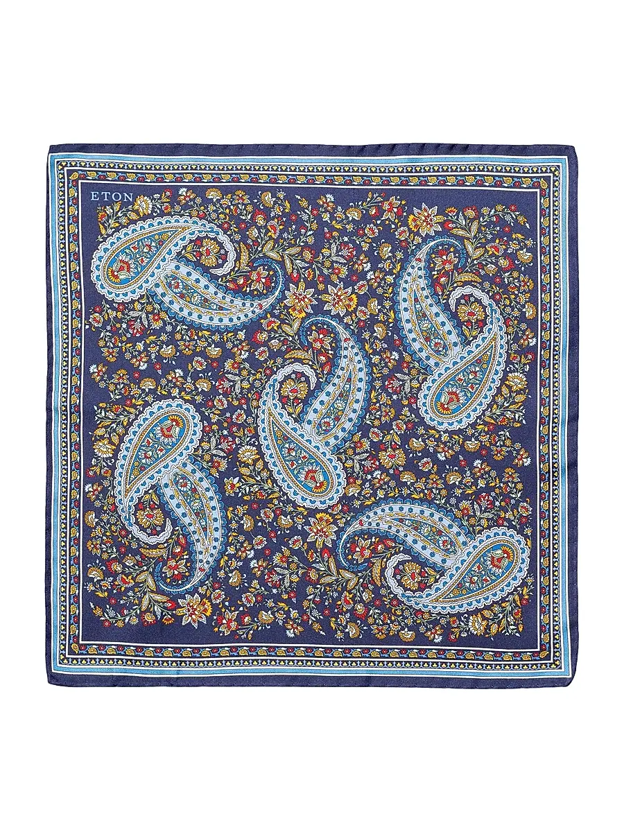 Eton Men's Paisley Silk Twill Pocket Square | Thumbnail 2 Eton Men's Paisley Silk Twill Pocket Square | Thumbnail 2