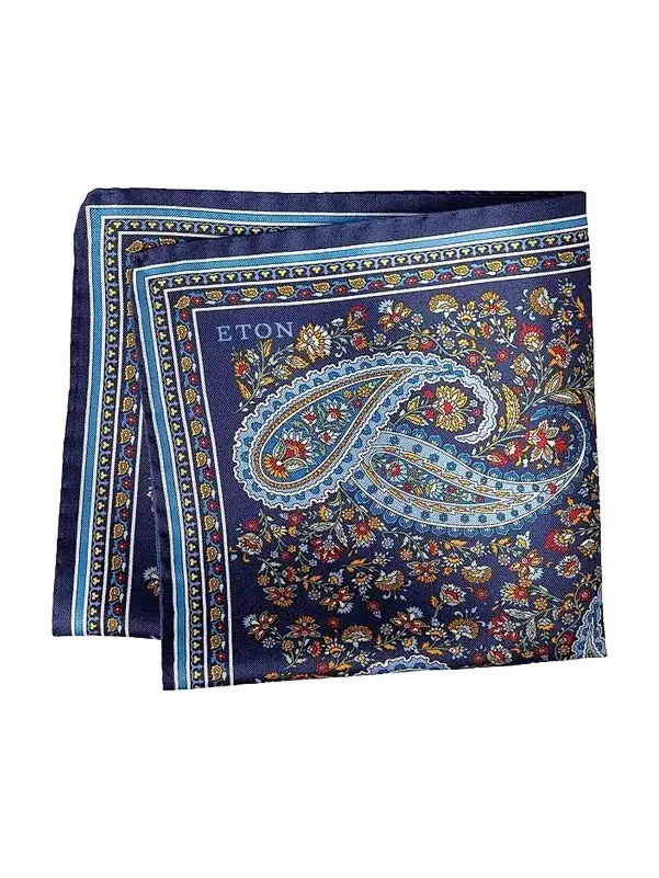 Eton Men's Paisley Silk Twill Pocket Square