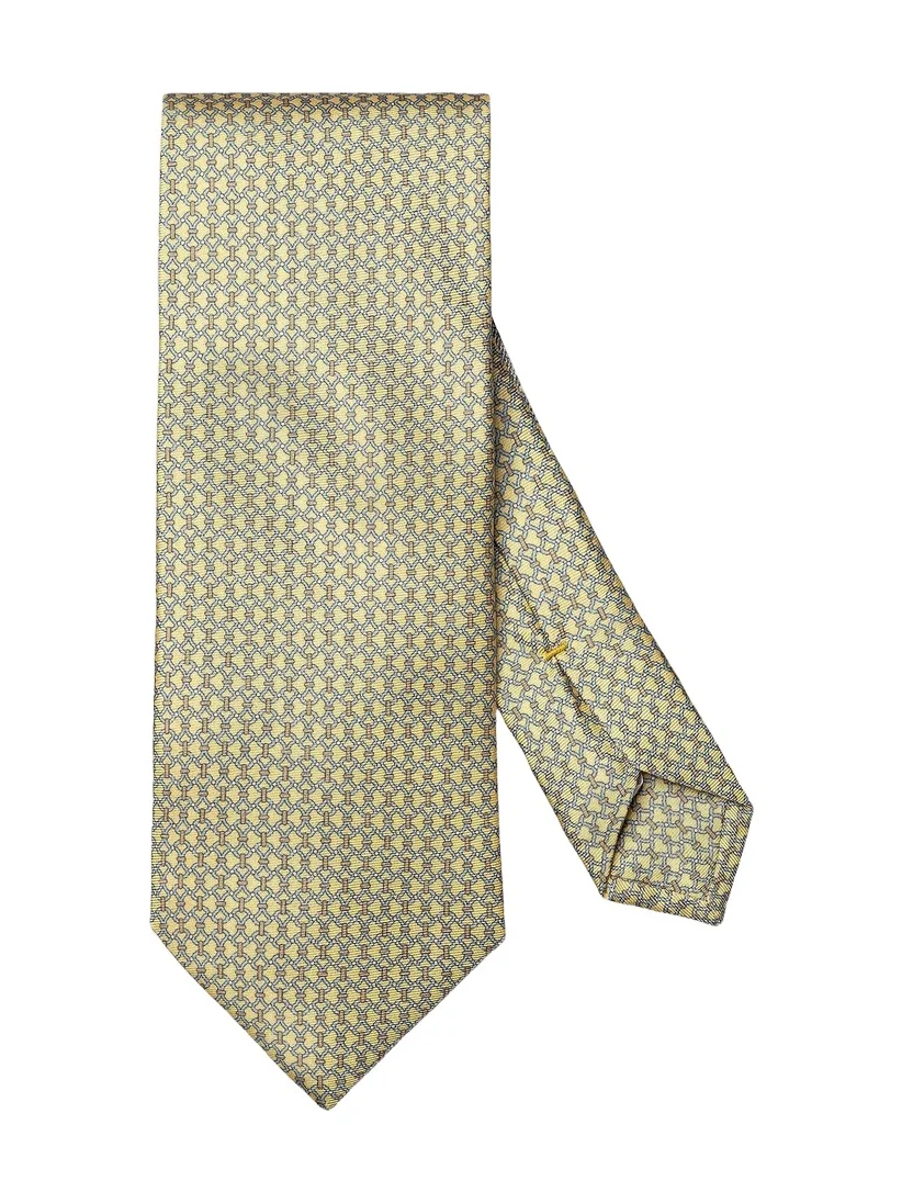 Eton Men's Interlocking Chain Silk-Linen Tie