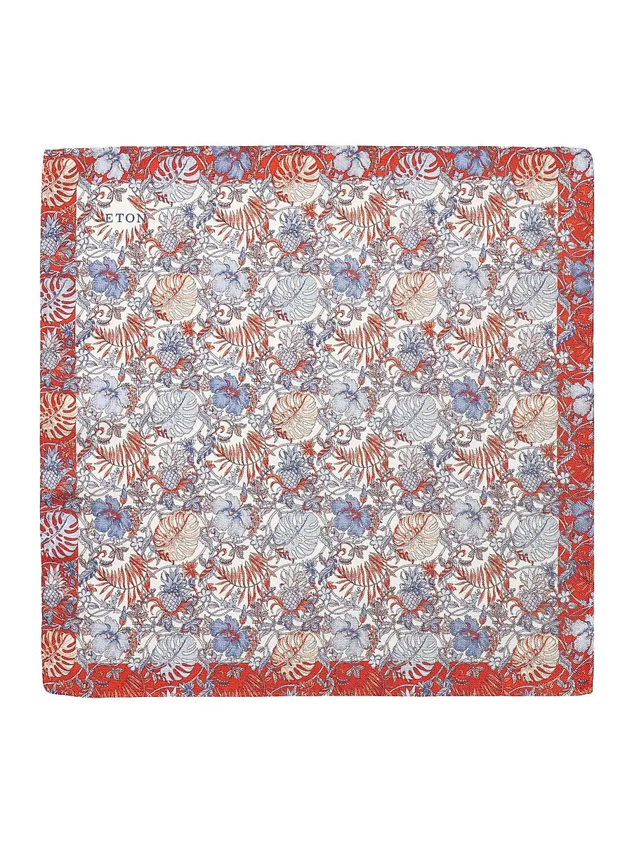 Eton Men's Tropical Print Silk Pocket Square | Thumbnail 2
