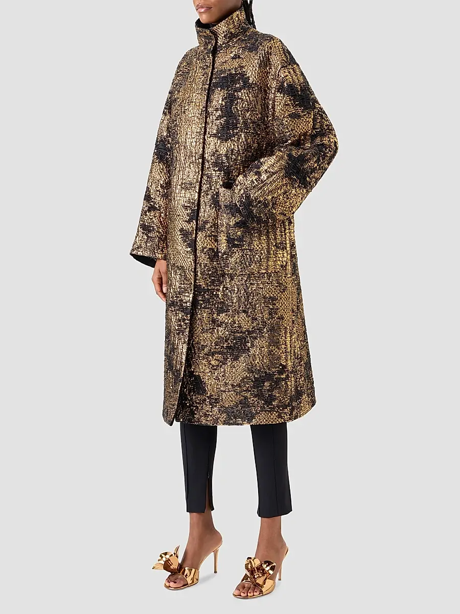 Akris Women's Lucas Jacquard Lamé Oversized Coat | Thumbnail 4 Akris Women's Lucas Jacquard Lamé Oversized Coat | Thumbnail 4