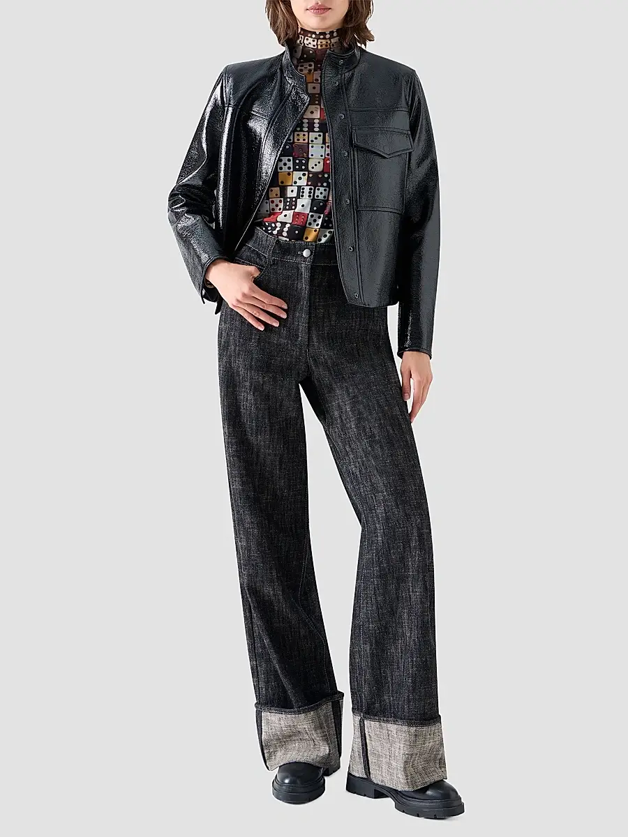 Akris punto Women's Faux-Leather Lacquer Jacket | Thumbnail 2 Akris punto Women's Faux-Leather Lacquer Jacket | Thumbnail 2