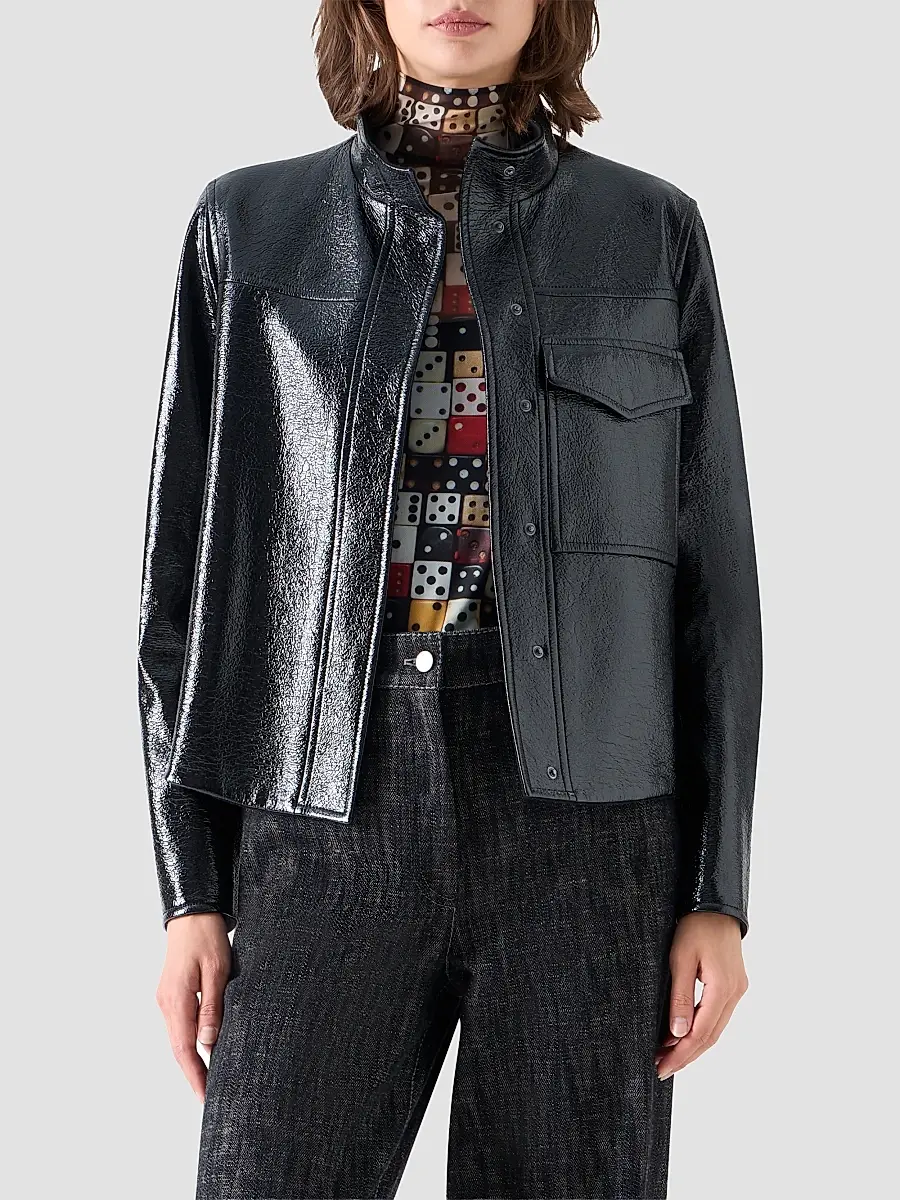 Akris punto Women's Faux-Leather Lacquer Jacket | Thumbnail 4 Akris punto Women's Faux-Leather Lacquer Jacket | Thumbnail 4
