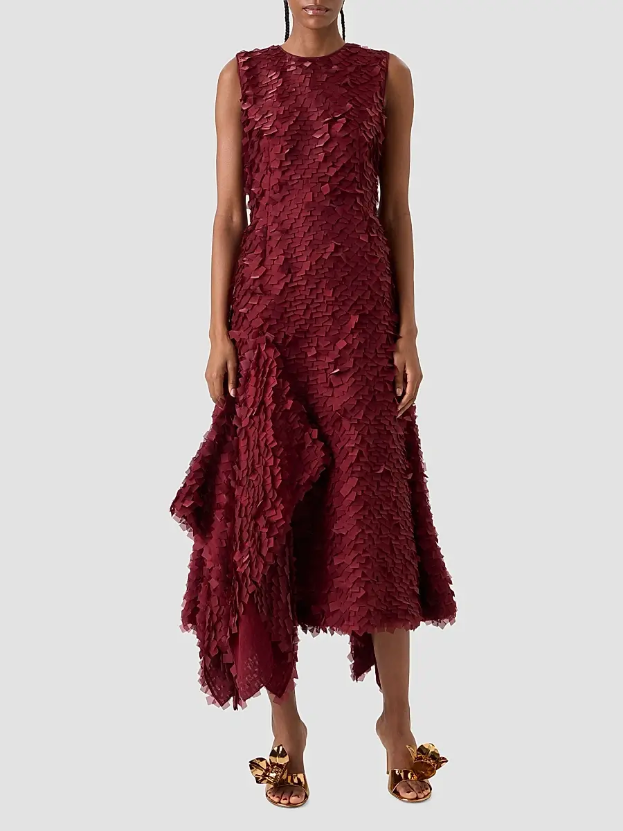 Akris Women's Silk-Organza Layered Tile Midi-Dress | Thumbnail 2 Akris Women's Silk-Organza Layered Tile Midi-Dress | Thumbnail 2