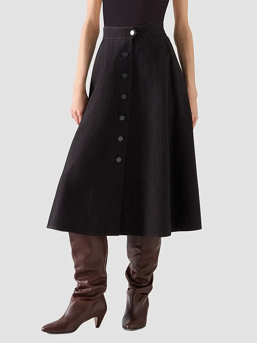 Akris punto Women's Denim Midi Skirt | Thumbnail 3 Akris punto Women's Denim Midi Skirt | Thumbnail 3