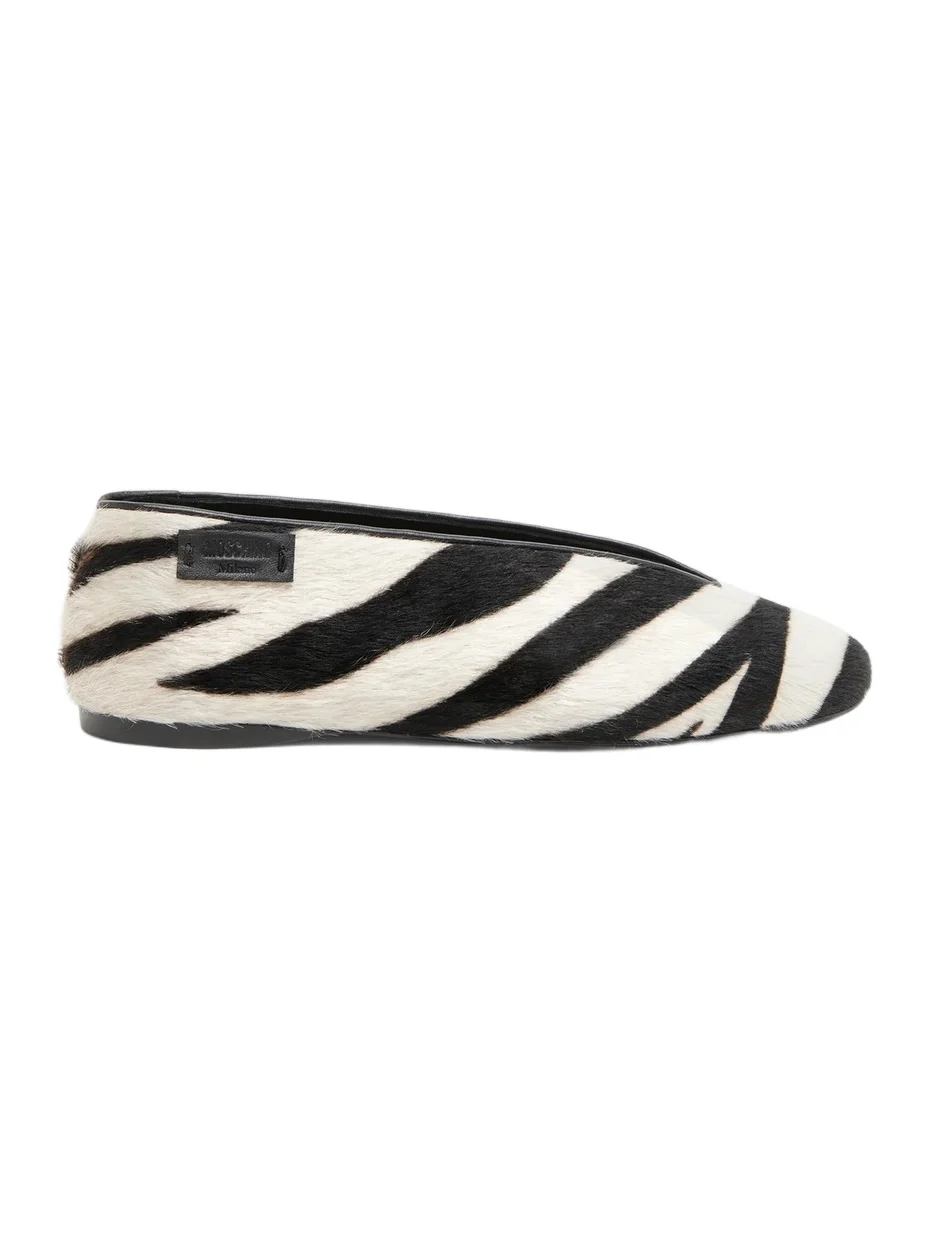 MOSCHINO Women's Duck Zebra-Print Calf Hair Ballerina Flats