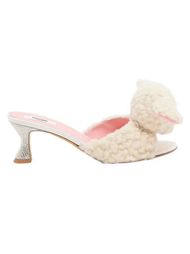 MOSCHINO Women's Dolly 55MM Animal-Motif Plush Wool Mules