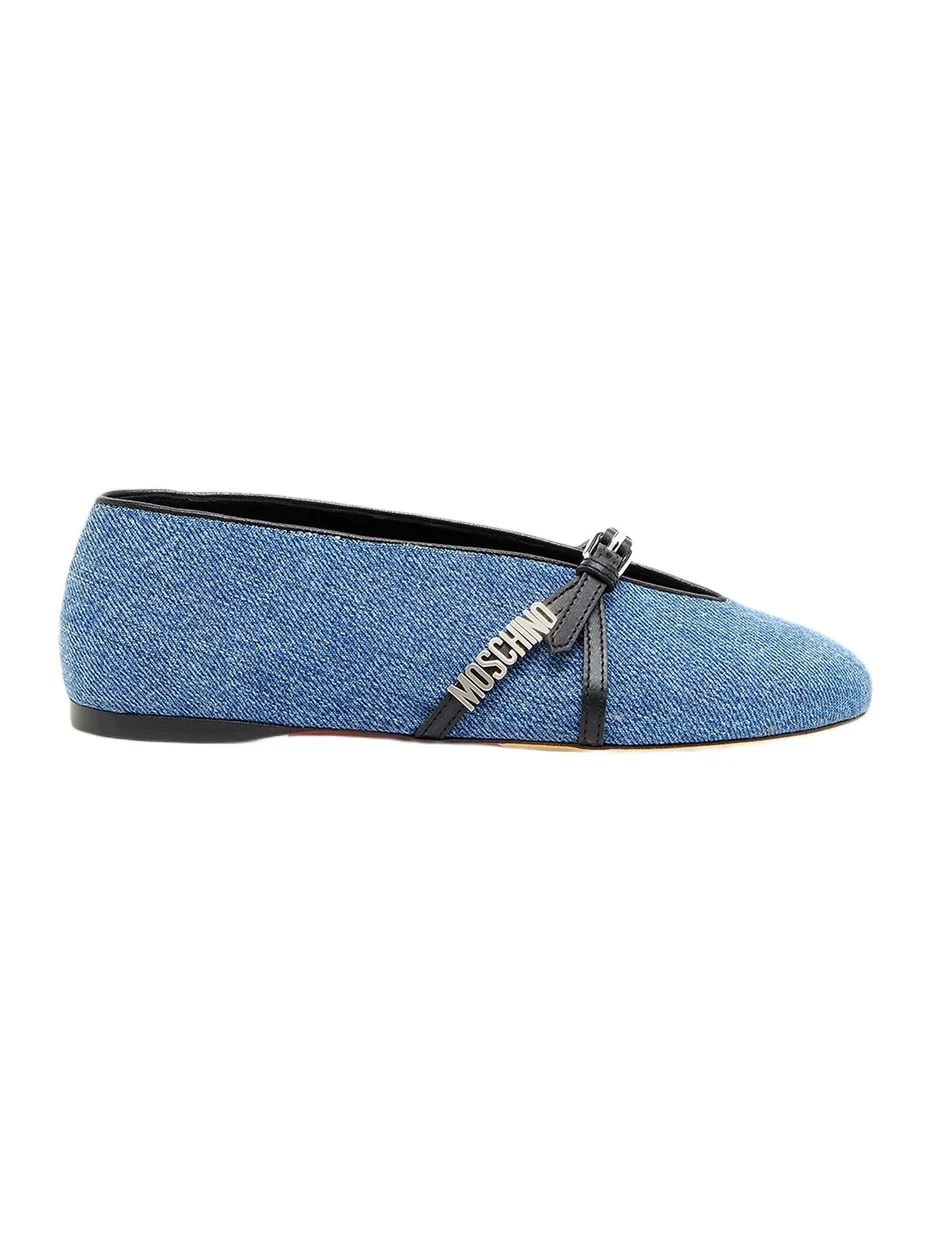 MOSCHINO Women's Duck Denim Ballet Flats