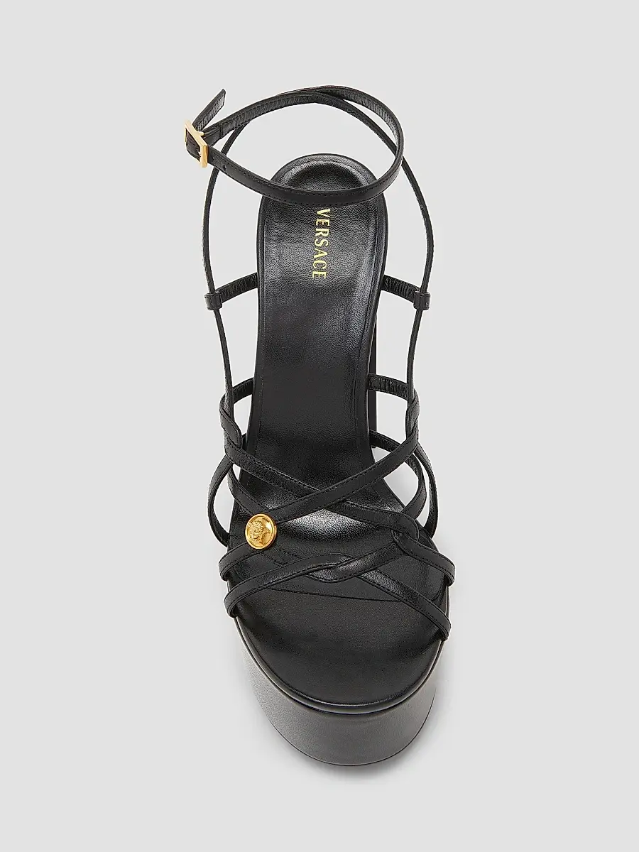 Versace Women's 140MM Medusa-Detail Leather Platform Sandals | Thumbnail 4 Versace Women's 140MM Medusa-Detail Leather Platform Sandals | Thumbnail 4