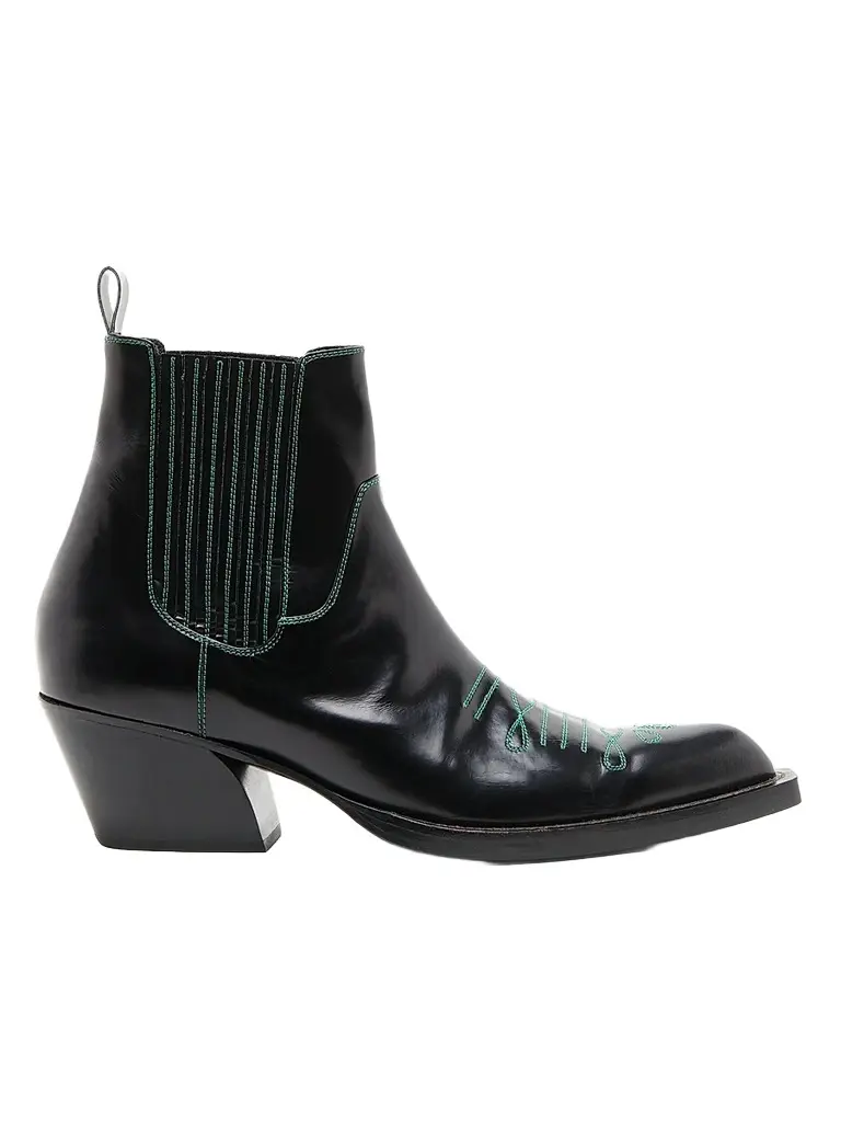 Marni Men's Polished Leather Western Chelsea Boots - Black Green - Size 10 | Image 1 Marni Men's Polished Leather Western Chelsea Boots - Black Green - Size 10 | Image 1
