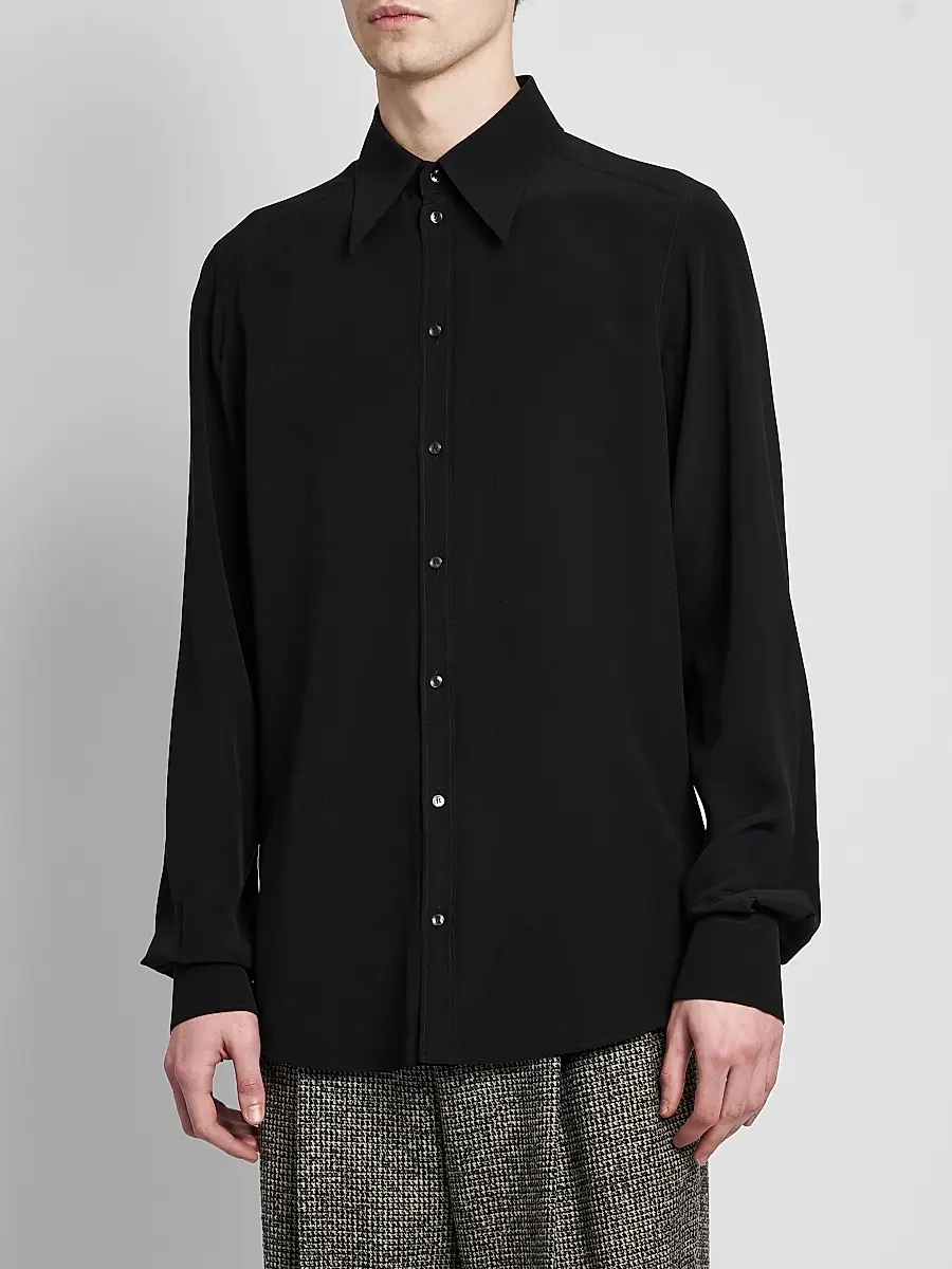 Dolce & Gabbana Men's Silk Georgette Shirt | Thumbnail 4 Dolce & Gabbana Men's Silk Georgette Shirt | Thumbnail 4