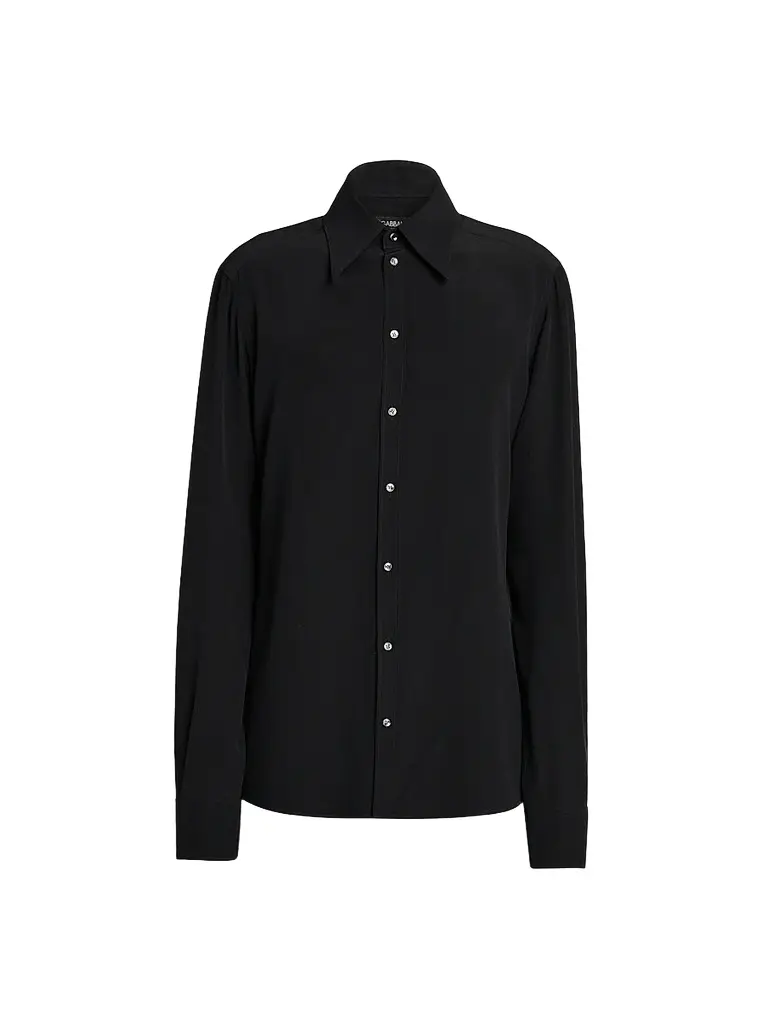 Dolce & Gabbana Men's Silk Georgette Shirt - Nero - Size 16.5 | Image 1 Dolce & Gabbana Men's Silk Georgette Shirt - Nero - Size 16.5 | Image 1