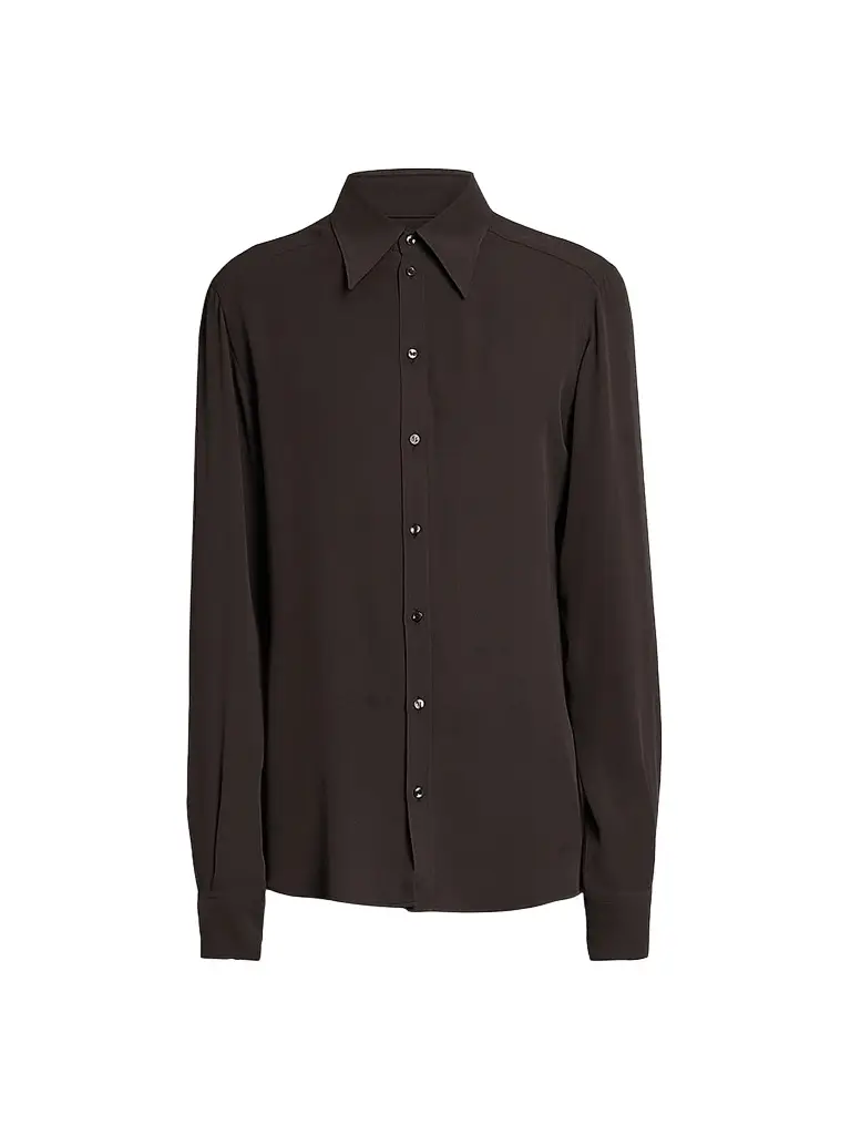 Dolce & Gabbana Men's Silk Georgette Shirt - Dark Brown - Size 16.5 | Image 1 Dolce & Gabbana Men's Silk Georgette Shirt - Dark Brown - Size 16.5 | Image 1