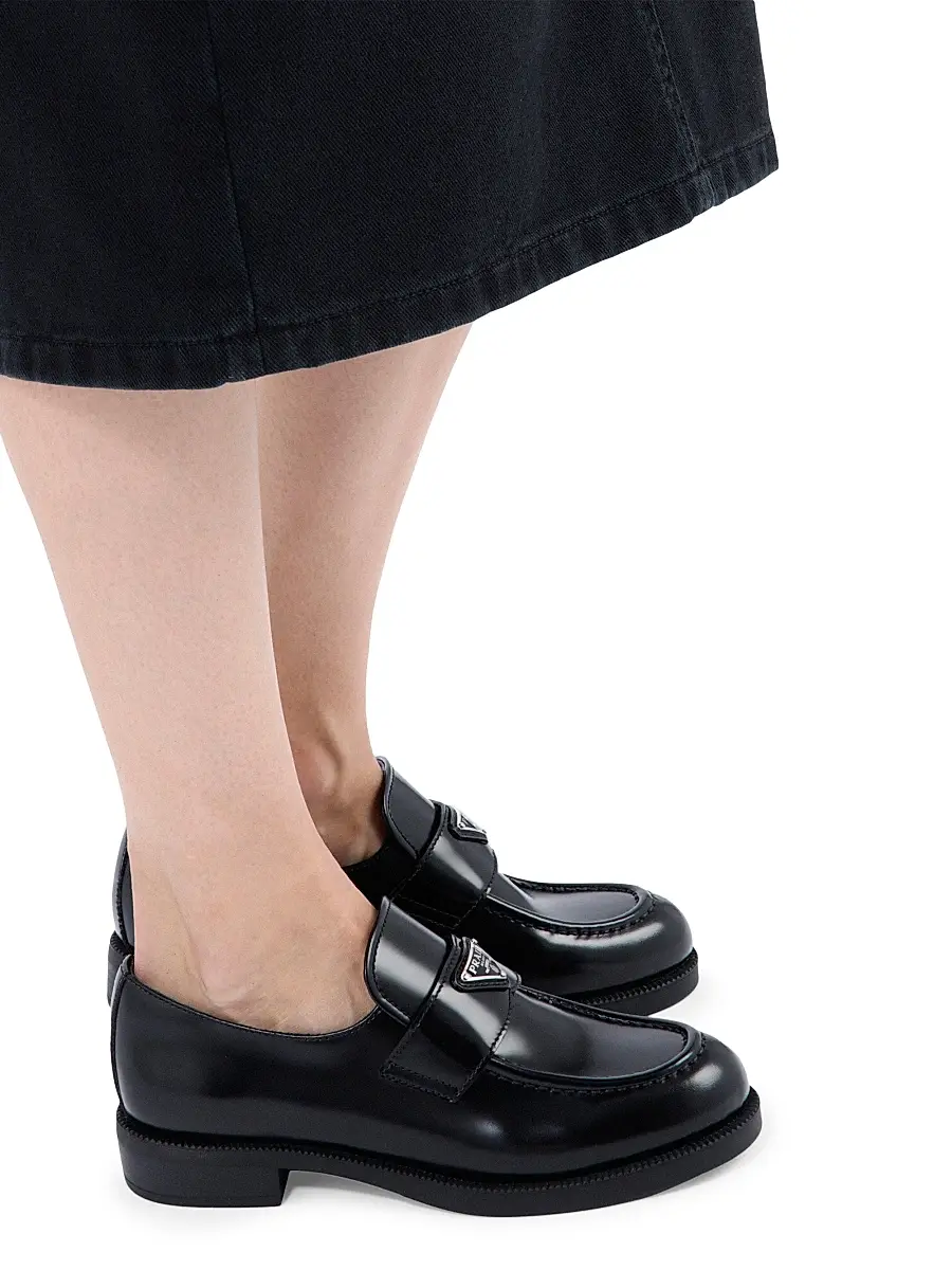 Prada Women's Brushed Leather Loafers | Thumbnail 2 Prada Women's Brushed Leather Loafers | Thumbnail 2
