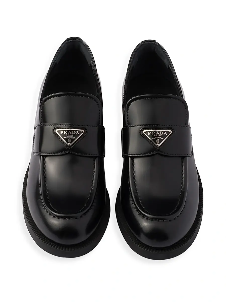 Prada Women's Brushed Leather Loafers | Thumbnail 3 Prada Women's Brushed Leather Loafers | Thumbnail 3