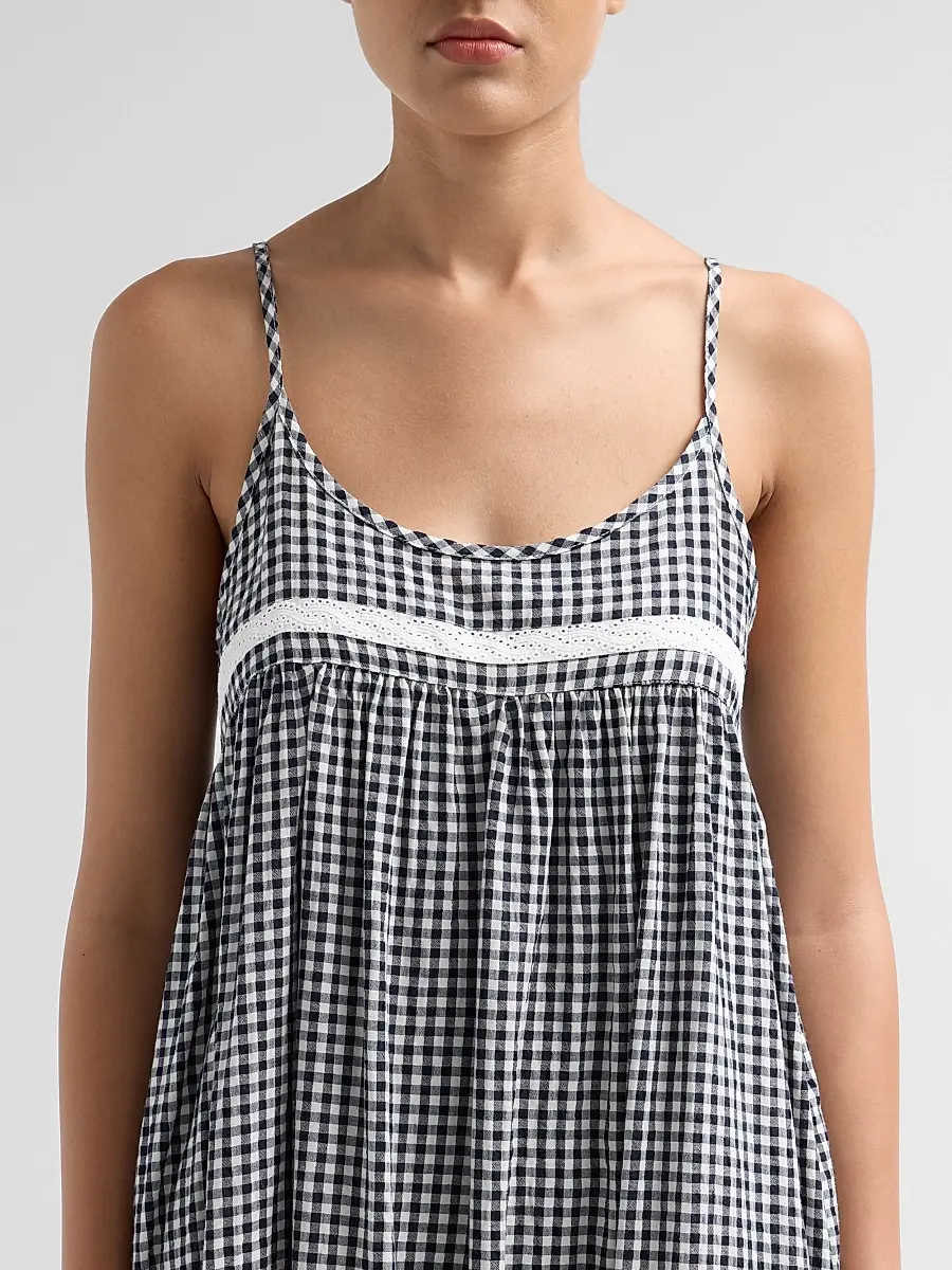 Papinelle Women's Checked Lace-Trim Cotton-Blend Seersucker Nightie | Thumbnail 5 Papinelle Women's Checked Lace-Trim Cotton-Blend Seersucker Nightie | Thumbnail 5