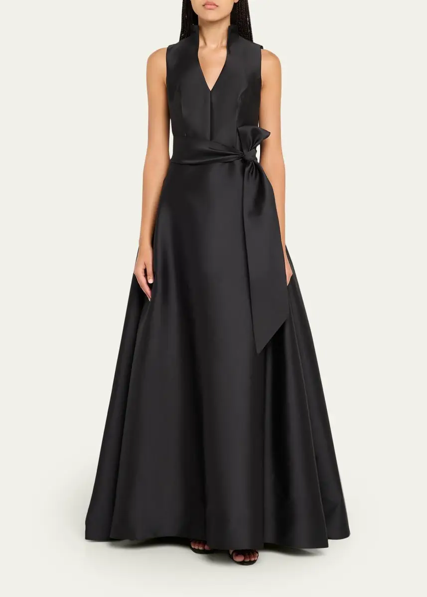 Carolina Herrera Satin V-Neck Gown | Thumbnail 2