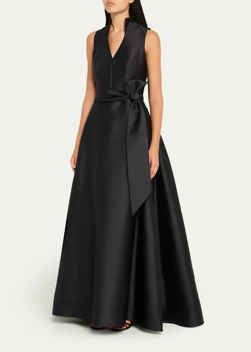 Carolina Herrera Satin V-Neck Gown | Thumbnail 4