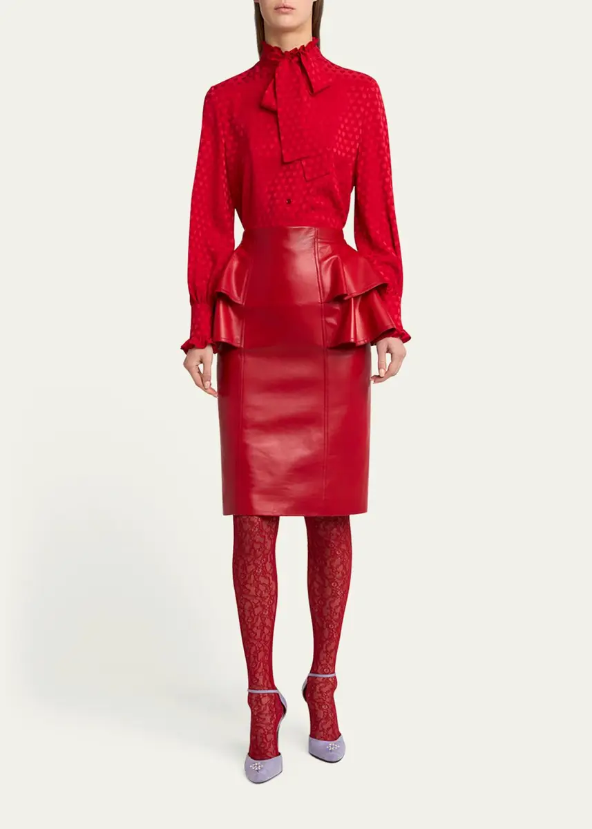 Valentino Garavani Ruffle Nappa Leather Pencil Skirt | Thumbnail 2 Valentino Garavani Ruffle Nappa Leather Pencil Skirt | Thumbnail 2