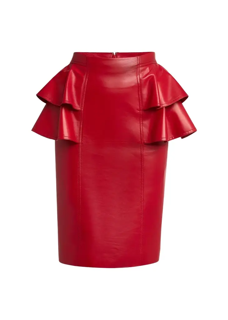 Valentino Garavani Ruffle Nappa Leather Pencil Skirt | Image 1 Valentino Garavani Ruffle Nappa Leather Pencil Skirt | Image 1