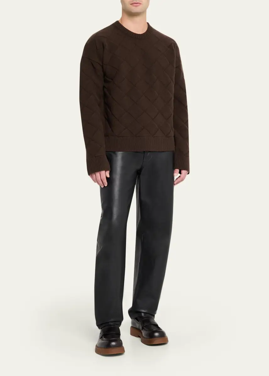 Bottega Veneta Men's Intrecciato Wool Knit Crewneck Sweater | Thumbnail 2 Bottega Veneta Men's Intrecciato Wool Knit Crewneck Sweater | Thumbnail 2
