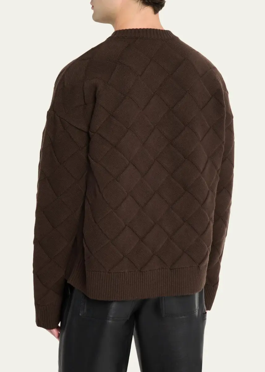 Bottega Veneta Men's Intrecciato Wool Knit Crewneck Sweater | Thumbnail 3 Bottega Veneta Men's Intrecciato Wool Knit Crewneck Sweater | Thumbnail 3