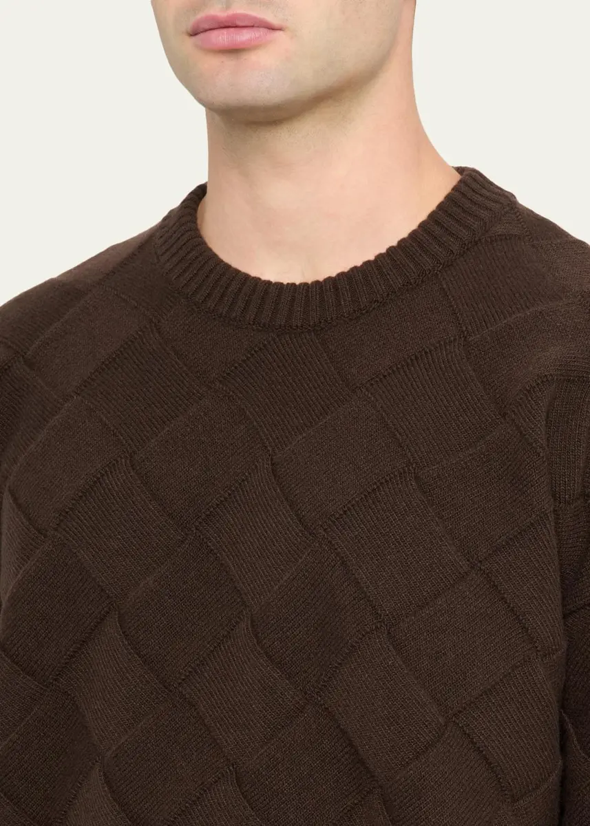 Bottega Veneta Men's Intrecciato Wool Knit Crewneck Sweater | Thumbnail 5 Bottega Veneta Men's Intrecciato Wool Knit Crewneck Sweater | Thumbnail 5