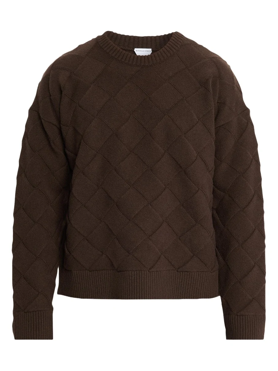Bottega Veneta Men's Intrecciato Wool Knit Crewneck Sweater