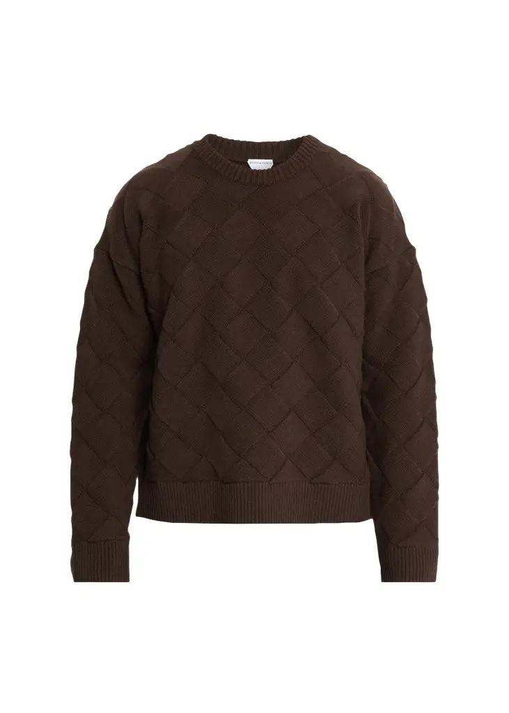 Bottega Veneta Men's Intrecciato Wool Knit Crewneck Sweater | Image 1 Bottega Veneta Men's Intrecciato Wool Knit Crewneck Sweater | Image 1