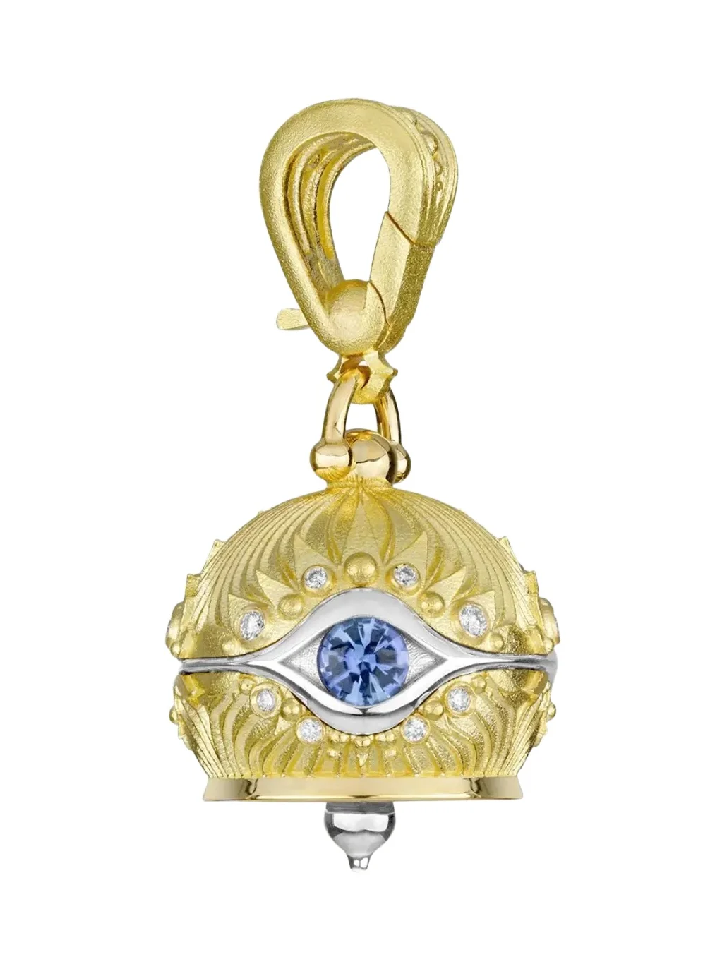 Paul Morelli 18K Yellow Gold Diamond and Sapphire Evil Eye Meditation Bell