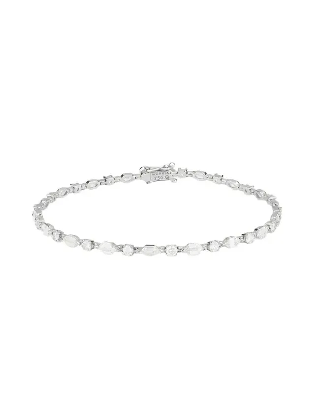 18K White Gold Elongated Diamond Bracelet
