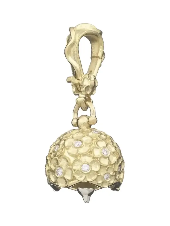 18K Yellow Gold Hydrangea Meditation Bell with Diamonds