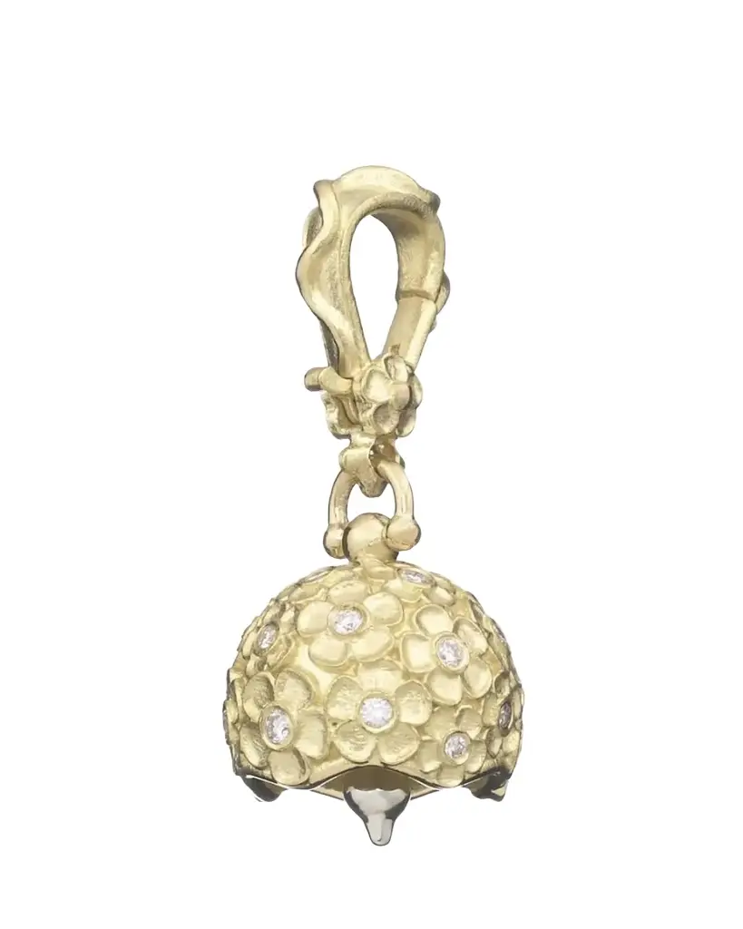 18K Yellow Gold Hydrangea Meditation Bell with Diamonds 18K Yellow Gold Hydrangea Meditation Bell with Diamonds