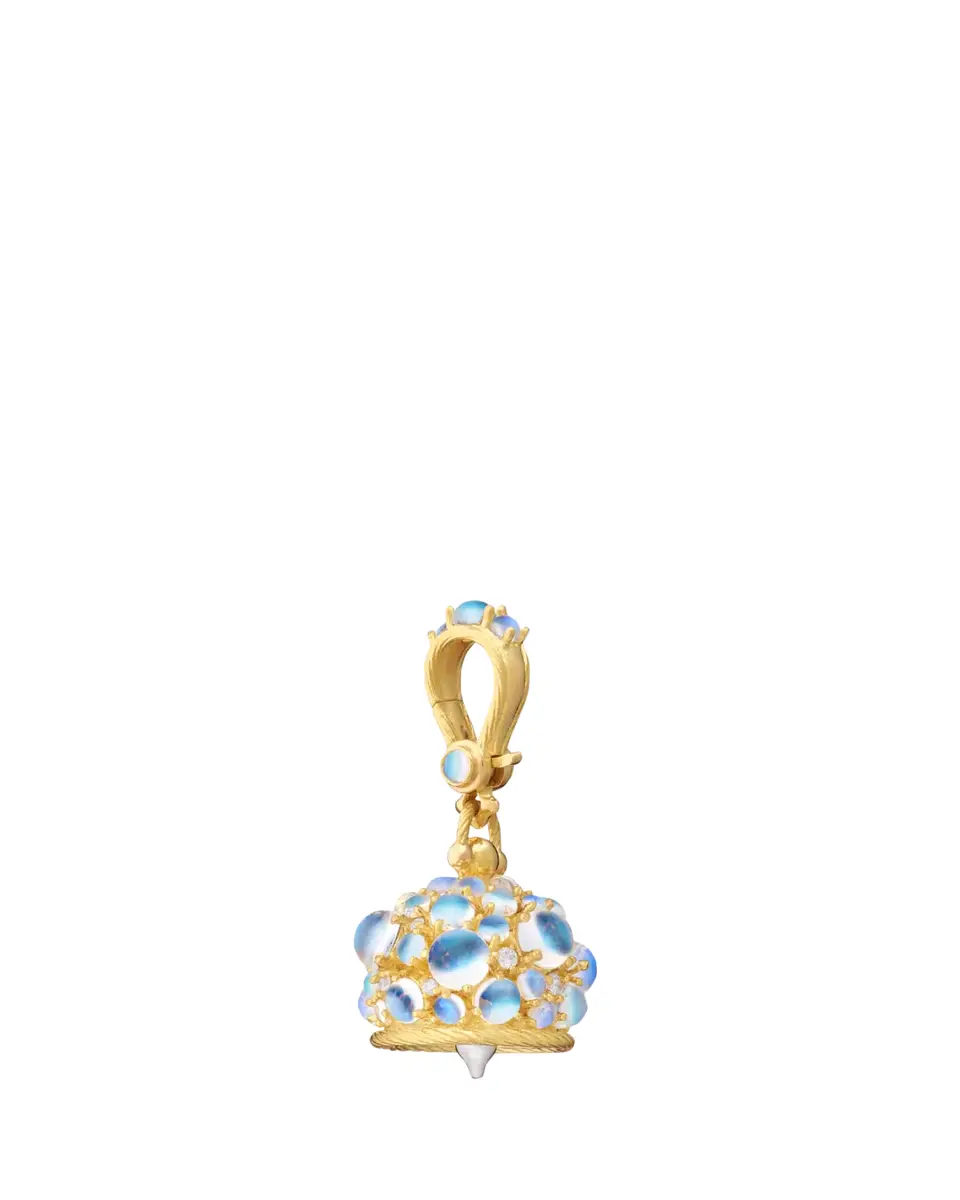 Paul Morelli 18K Yellow Gold #3 Cabochon Moonstone Meditation Bell with Diamonds | Thumbnail 2