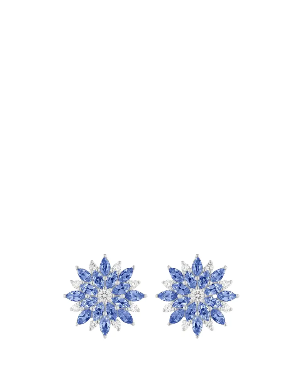 Paul Morelli 18K White Gold Diamond and Blue Sapphire Dahlia Stud Earrings | Thumbnail 2 Paul Morelli 18K White Gold Diamond and Blue Sapphire Dahlia Stud Earrings | Thumbnail 2