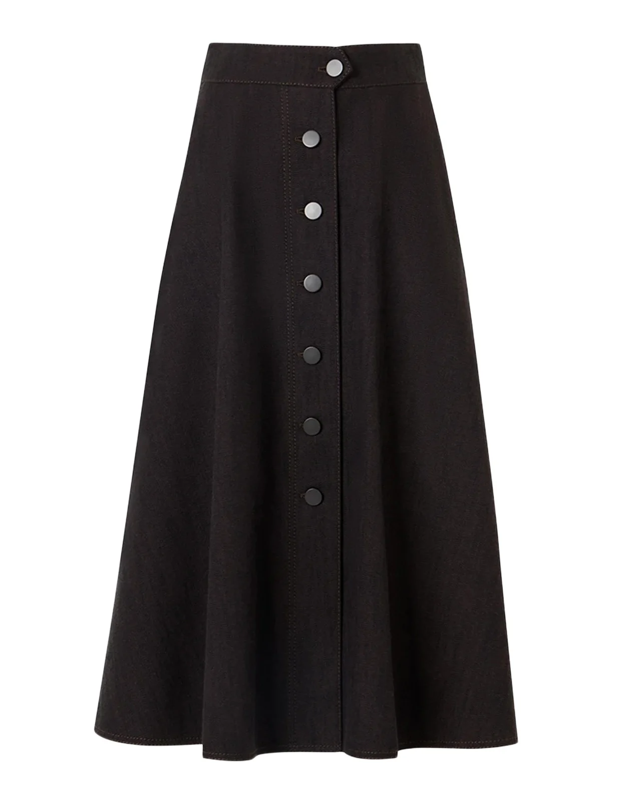 Akris punto Button-Front Cotton Denim Midi Skirt