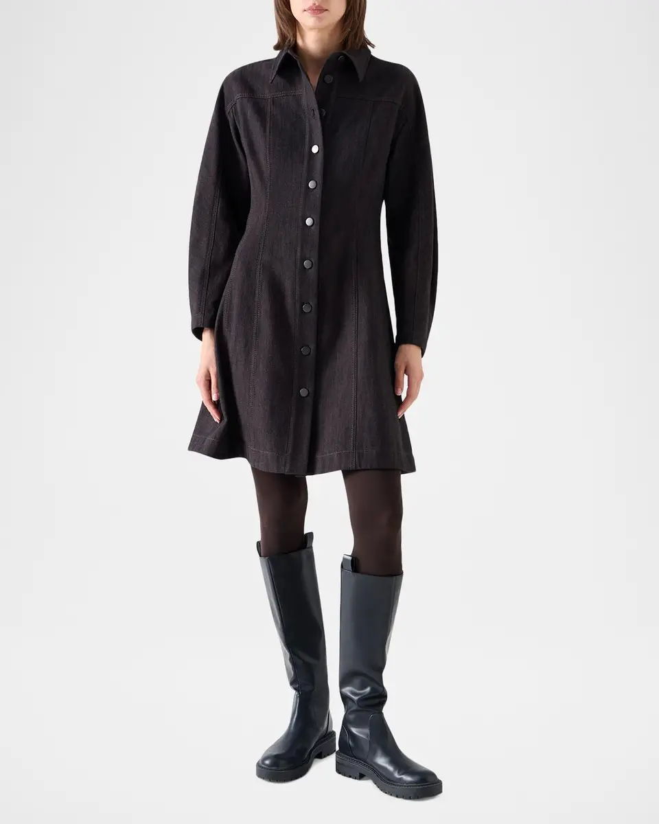 Akris punto Panel Winter Denim Shirtdress | Thumbnail 2 Akris punto Panel Winter Denim Shirtdress | Thumbnail 2