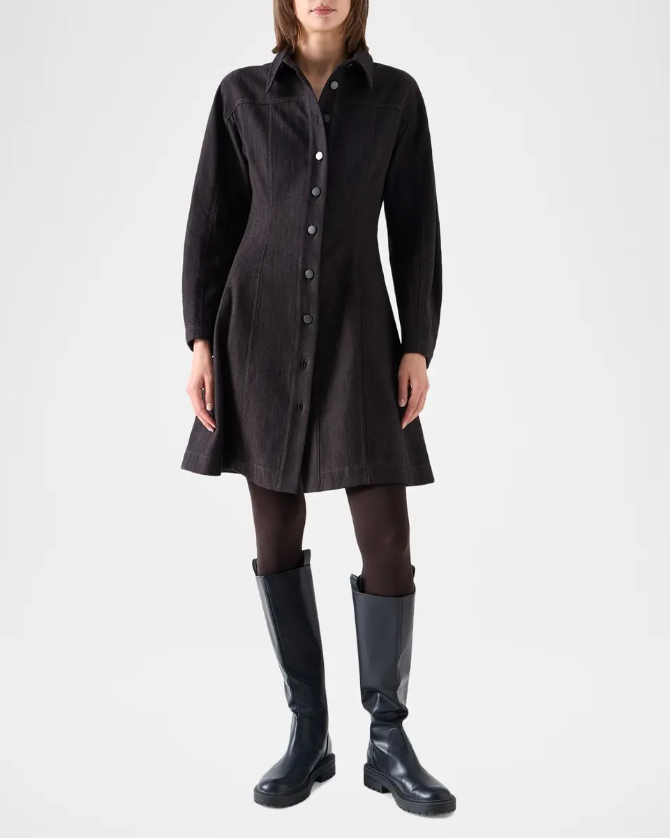 Akris punto Panel Winter Denim Shirtdress | Thumbnail 4 Akris punto Panel Winter Denim Shirtdress | Thumbnail 4