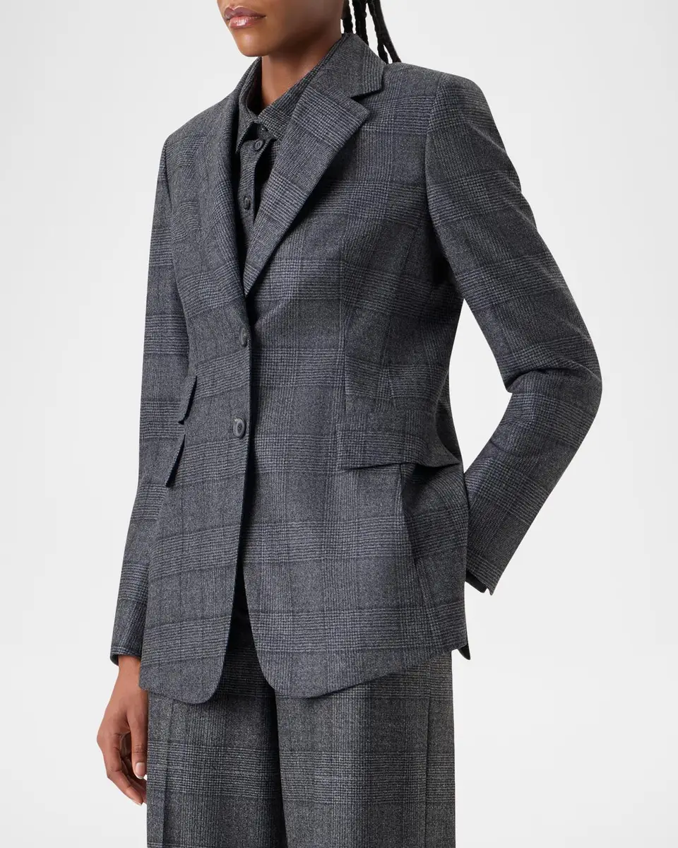 Akris Arie Prince of Whales Wool Flannel Single-Breasted Jacket | Thumbnail 3 Akris Arie Prince of Whales Wool Flannel Single-Breasted Jacket | Thumbnail 3
