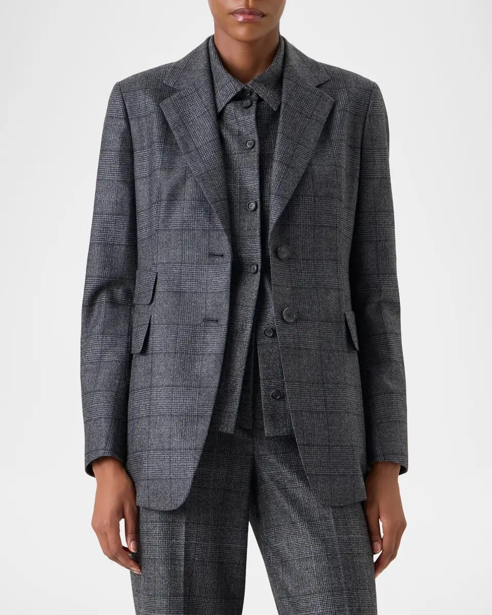 Akris Arie Prince of Whales Wool Flannel Single-Breasted Jacket | Thumbnail 5 Akris Arie Prince of Whales Wool Flannel Single-Breasted Jacket | Thumbnail 5
