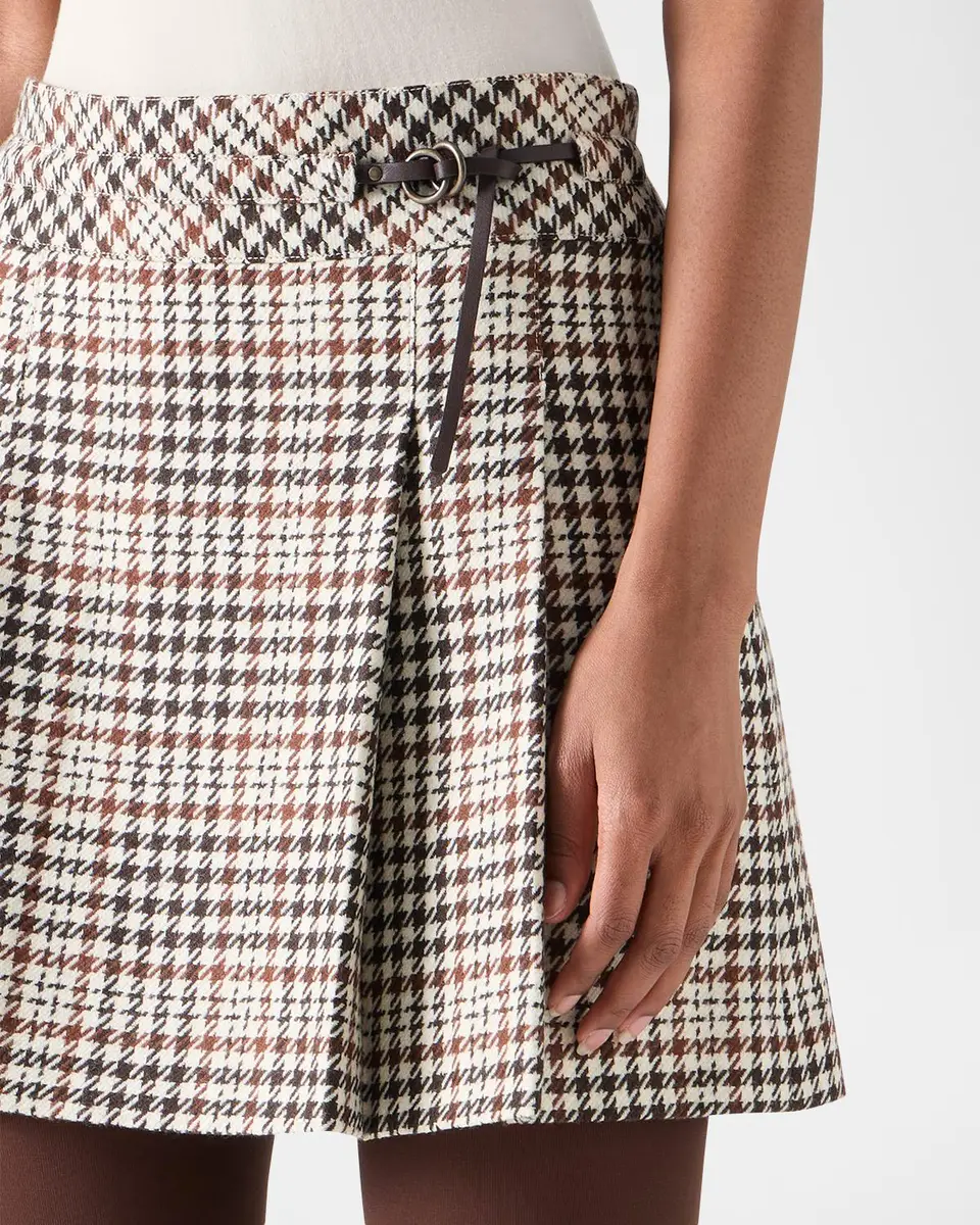 Akris punto Houndstooth Tweed Wool-Blend Mini Kilt Skirt | Thumbnail 5