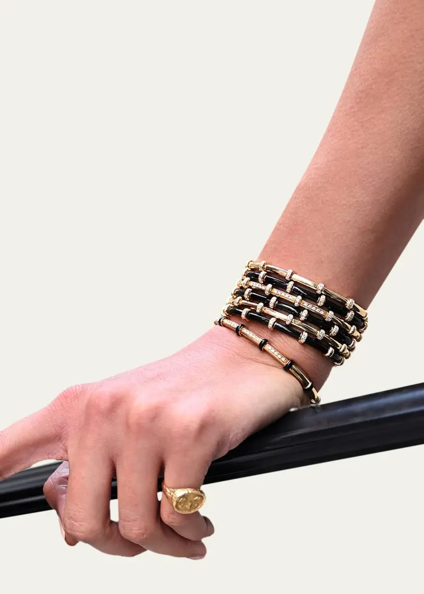 SIDNEY GARBER 18K Yellow Gold Black Enamel Carly Bracelet with Diamonds | Thumbnail 2 SIDNEY GARBER 18K Yellow Gold Black Enamel Carly Bracelet with Diamonds | Thumbnail 2