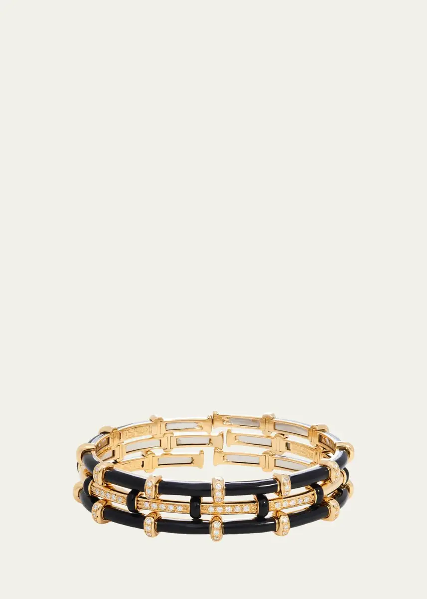 SIDNEY GARBER 18K Yellow Gold Black Enamel Carly Bracelet with Diamonds | Thumbnail 3 SIDNEY GARBER 18K Yellow Gold Black Enamel Carly Bracelet with Diamonds | Thumbnail 3