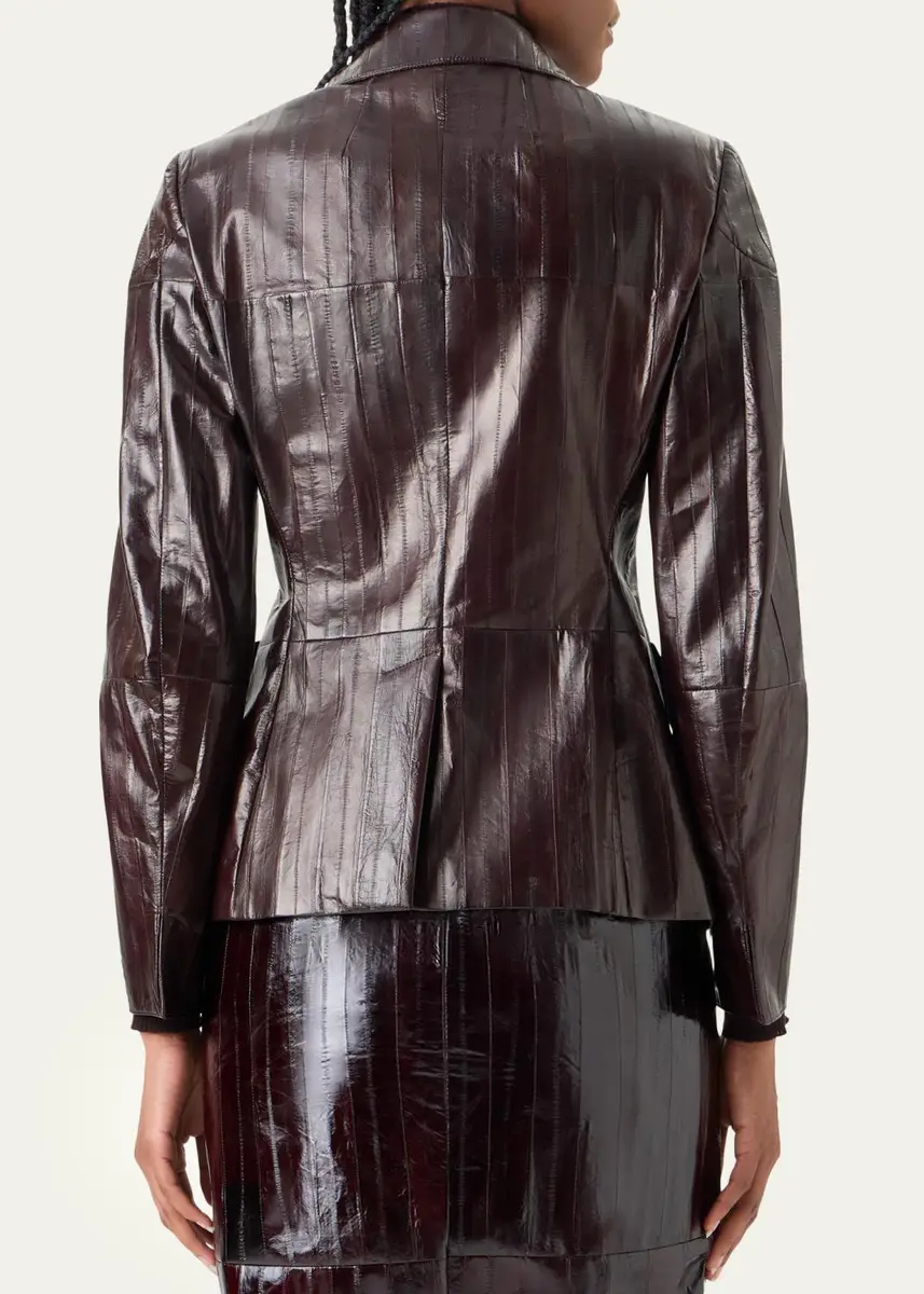 Akris Kimia Lacquered Eel Leather Fitted Jacket | Thumbnail 3 Akris Kimia Lacquered Eel Leather Fitted Jacket | Thumbnail 3