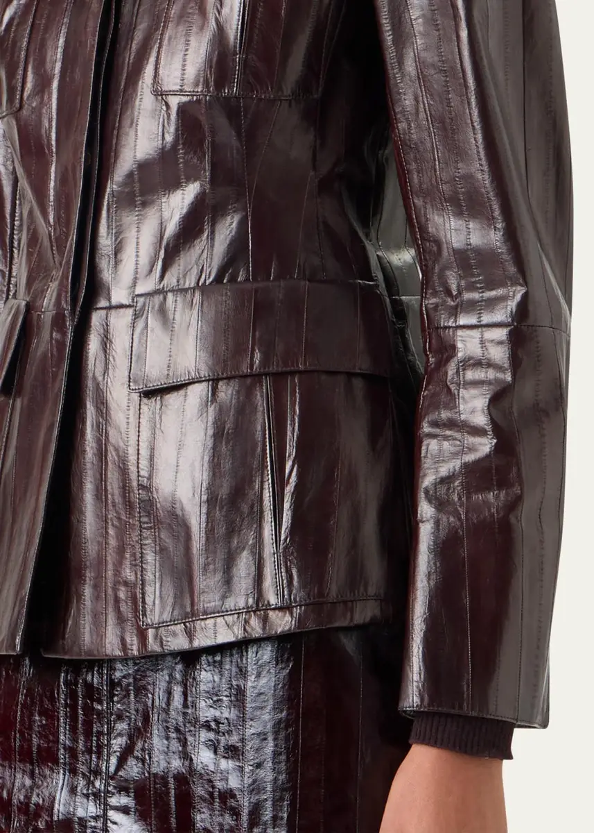 Akris Kimia Lacquered Eel Leather Fitted Jacket | Thumbnail 5 Akris Kimia Lacquered Eel Leather Fitted Jacket | Thumbnail 5