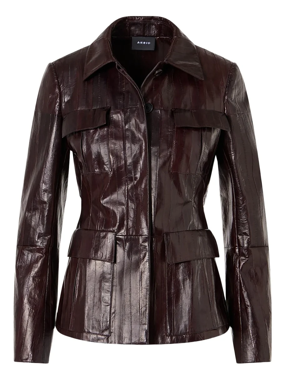 Akris Kimia Lacquered Eel Leather Fitted Jacket