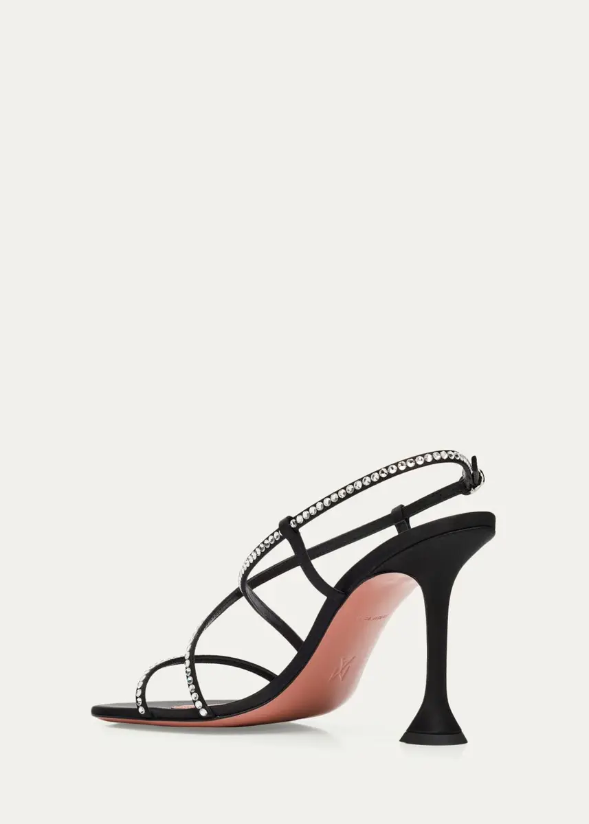 Amina Muaddi 95mm Crystal Satin Strappy Sandals | Thumbnail 2 Amina Muaddi 95mm Crystal Satin Strappy Sandals | Thumbnail 2
