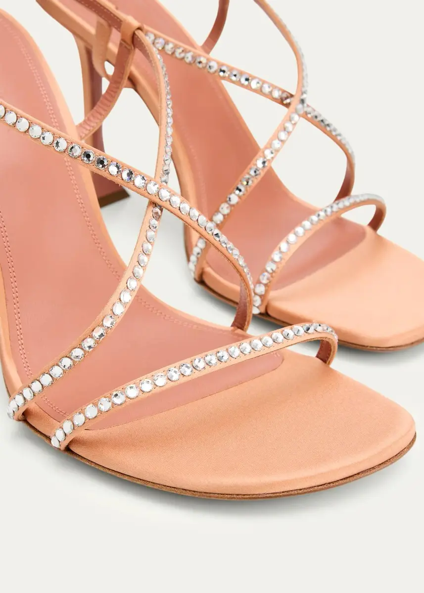 Amina Muaddi Sally 95MM Crystal-Embellished Silk Sandals | Thumbnail 3